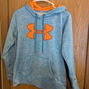 Under Armour Cold Gear Hooded Sweatshirt Blue Orange-Women's Medium Hoodie